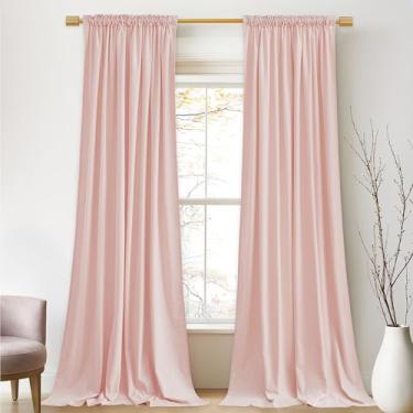 Imagem de StangH Cortinas de veludo rosa bebê escurecimento de quarto cortinas com isolamento térmico para quarto, sala de estar e quarto de meninas, tratamento de janela super macio com aba traseira de bolso