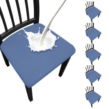 Imagem de Fafua Conjunto de 6 capas de assento de cadeira de jantar impermeáveis removíveis para cadeiras de jantar, cozinha, hotel, festa