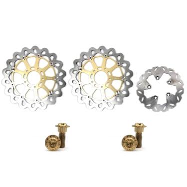 Imagem de Arashi Discos de freio dianteiros traseiros rotores com parafusos de montagem para Suzuki Hayabusa GSX1300R 1999-2007 Gen 1, peças de acessórios de reposição de motocicleta