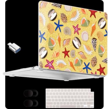 Imagem de MEEgoodo Capa para MacBook Air de 13,5 polegadas M4/M3/M2 2025 2024 2022 (compatível com o modelo A3240/A3113/A2681), capas transparentes para laptop MacBook Air de 13 polegadas, areia de praia e