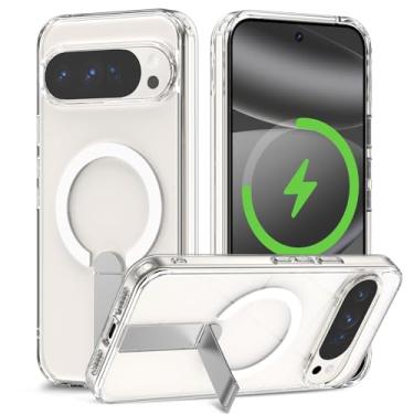 Imagem de ACANDYA Capa para Google Pixel 10 Pro XL, capa para Pixel 9 Pro XL, suporte magnético, suporte transparente, compatível com Magsafe, proteção contra quedas de grau militar, resistente, à prova de