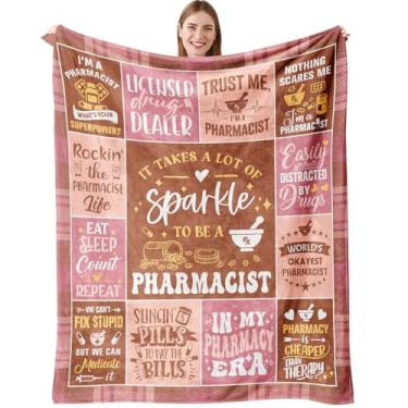 Imagem de Presentes de farmacêutico para mulheres, cobertor 152 x 127 cm, presentes da semana da farmácia para farmacêuticos/colegas de trabalho a granel, presente para farmacêuticos, presente de agradecimento