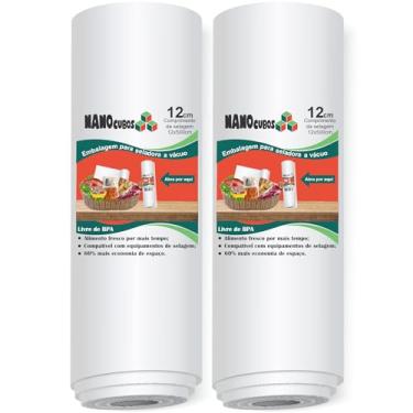 Imagem de 2 Rolos Nanocubos 12x500cm transparentes, Embalagens, Sacos com Ranhura para Seladora A Vácuo