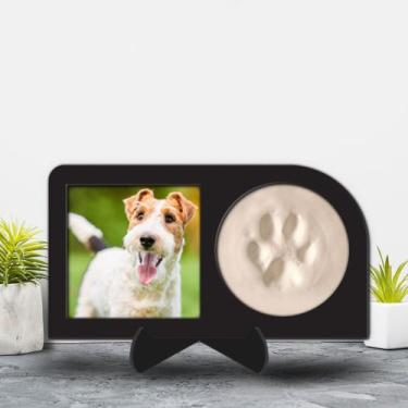 Imagem de Porta Retrato com Molde da Patinha Pet Lembrança Eterna Pata Cachorro 