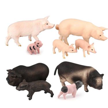 Imagem de Conjunto de estatuetas de porco realista, 9 peças de PVC, figuras de animais de fazenda para crianças