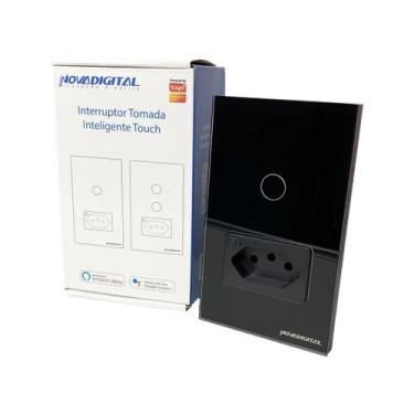 Imagem de Interruptor Tomada Inteligente Wifi 1 Botão Preto Tuya Alexa - Novadig