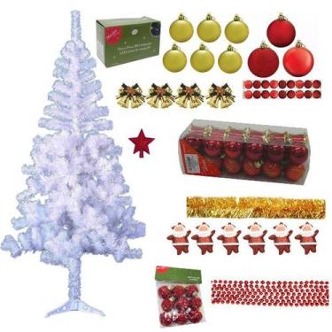 Imagem de Árvore De Natal Branca 1,80m 320 Galhos Decorada Com Enfeites 91 Itens