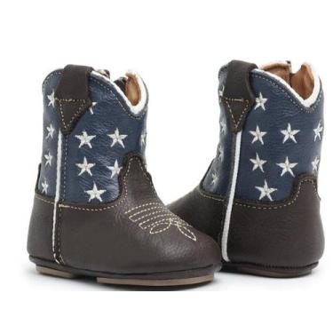 Imagem de Bota Texana Infantil Baby Country Em Couro Helazza Kids Top, Café, Azu