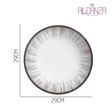 Imagem de Jogo 4 Pratos Raso em Cerâmica Branco e Preto Coup Haya Alleanza 29cm