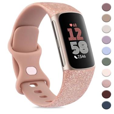 Imagem de AK Pulseira esportiva compatível com Fitbit Charge 6 Bandas / Fitbit Charge 5 pulseiras femininas masculinas, clássicas macias de substituição pulseiras para Fitbit Charge 6/5 Advanced Fitness &