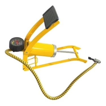 Imagem de Bomba de Ar Manual com Pedal para Pneus e Infláveis, 100 PSI, Mangueira 50cm, Preto