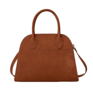 Imagem de Base'ic Bolsa de ombro feminina de camurça - Bolsa elegante com alça superior, bolsa diária para trabalho, compras ou passeios casuais, Marrom, Small