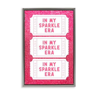 Imagem de Stupell Industries In My Sparkle Era Tickets arte de parede em tela flutuante emoldurada cinza, design por Lettered and Lined, 78 x 53 cm