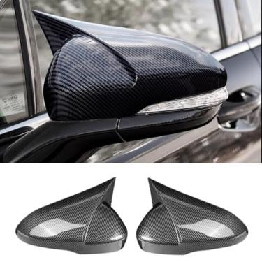 Imagem de XITER 2 peças de plástico ABS buzina retrovisor lateral tampa do espelho lateral para Ford Fusion 2013 2014 2015 2016 2017 2018 2019 2020 (com seta, fibra de carbono)