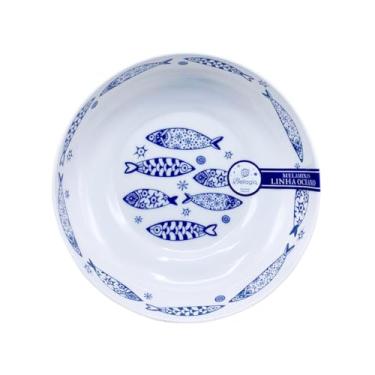 Imagem de Bowl Grande de Melamina 1,3 Azul de Peixes Tigela Ideal para Saladas Frutas e Servir à Mesa (4)