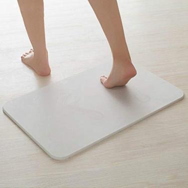 Imagem de HEEPDD Tapete de Banho de Diatomita, Tats de Banheira de Pedra Super Absorvente Não Deslizante Tapetes de Banho de Chuveiro de Seca Rápida para na Frente da Pia da Banheira 13.77x17.7in Nan (branco)
