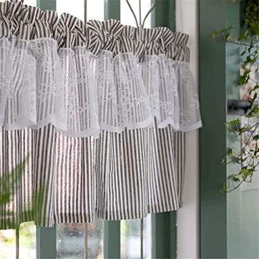 Imagem de LUOFDCLDDD Cortina curta, painel de cortina de cozinha transparente cortina média cortina de bolso cortinas curtas Drapes para janelas pequenas 1 painel/W * A 130 * 150 cm