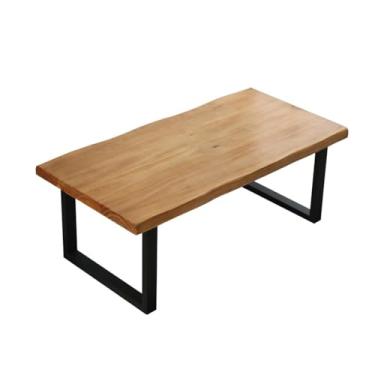 Imagem de Mesa central mesa de centro sala de estar casa minimalista madeira maciça pequeno apartamento fazer chá móvel wabi-sabi quadrado moderno sofá mesa quarto mesa (B-120 cm)