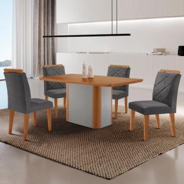 Imagem de Mesa de Jantar Isadora Tampo 120cm MDF Canto Copo e 4 Cadeiras Melissa
