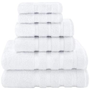 Imagem de Jogo de Toalhas de Luxo em Linho Macio Americano com 6 Peças e Material 100% Algodão, American Soft Linen, Branca