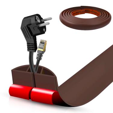 Imagem de Escondedor autoadesivo para cabo de chão, gerenciamento de cabos de 3 m, protetor de faixa de extensão para fios, evita viagens de cabos para escritórios, academias, exposições. Cavidade: 1,2 cm (L) x