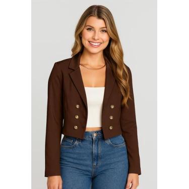 Imagem de Blazer Feminino Casaquinho Alfaiataria Casaco Social Com Botão Lindo G