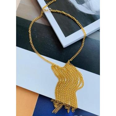 Imagem de Colares modelo gravata de correntes banhada ouro e prata - Dondocas.Bi