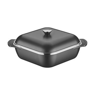 Imagem de CAÇAROLA TRAMONTINA LYON QUADRADA EM ALUMÍNIO FORJADO ANTIADERENTE 28CM 5,5L PRETO 20963/028