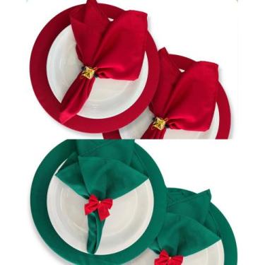 Imagem de Sousplat Liso Tecido Oxford + Base MDF Decoração De Natal Mesa Posta D