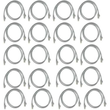 Imagem de Kit 20 Cabo De Rede 1M Tipo Lan CAT5E Conector RJ45 Cinza