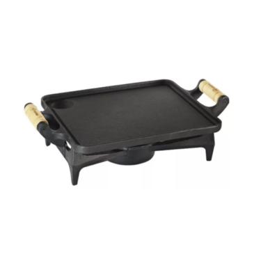 Imagem de Chapa Rechaud De Mesa Ferro Fundido Retangular Liso Completo