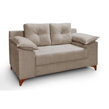 Imagem de Sofá Ibiza Casal Conforto e Elegância Sala de Estar com Tecido Aveludado Premium Casa Imperial Capuccino 204