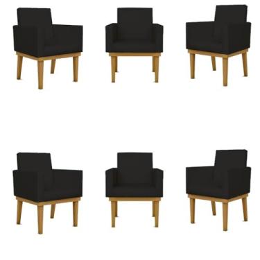Imagem de Kit 06 Poltronas Reforçadas Escritório Recepção Sala Courino Cor:courino Preto