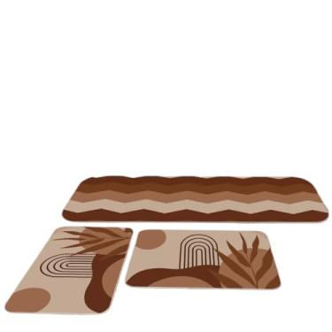 Imagem de Kit 3 Tapetes Para Cozinha Antiderrapante Estampa Folhas Verdes Naturais(06)