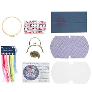 Imagem de Zerodis Kit de Bolsa de Bordado Coleção de Artesanato Costura Conjuntos de tricô de Bordado Conjuntos de tricô Kit de Ponto Cruz para Iniciantes Inclui Linha e Agulhas Perfeitas para Amantes de Artesanato e Pessoal (Bolsa dourada diagonal de mão - buquê (produto)