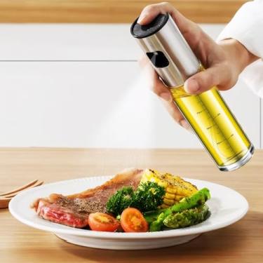 Imagem de Pulverizador de óleo inoxidável dispensador de névoa fina de 85 g/100 ml com balança para cozinhar, grelhar, saladas prateadas