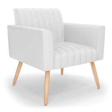 Imagem de Poltrona Viena Gomada Corino Pés Palito Natural - D'rossi Cor Branco