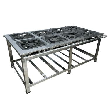 Imagem de Fogão Industrial de Centro 8 Bocas Duplas Cefaz Linha Gold Baixa Pressão Inox C-I430-CFZG-159