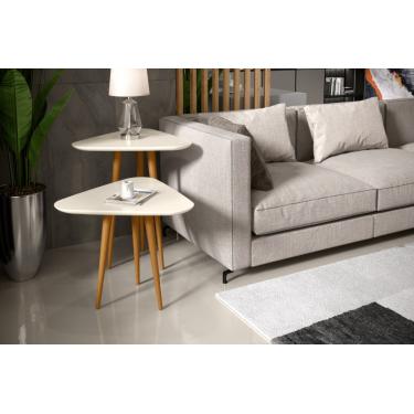 Imagem de Mesa Lateral e Apoio 3 Pontas Pés Palito cor Off White