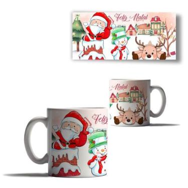 Imagem de Caneca Porcelana Feliz Natal Papai Noel Boneco Neve Arvore 3 - Enjoy S