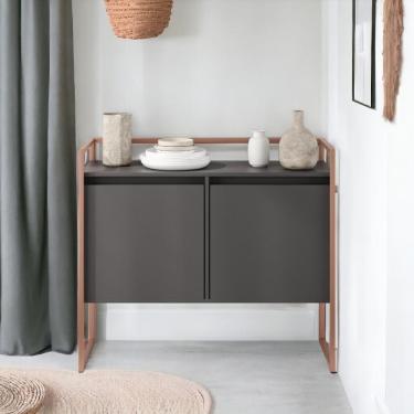 Imagem de Buffet Aparador Industrial 2 Portas Madri Preto Cobre