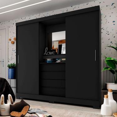 Imagem de Guarda-Roupa Casal com Espelho e Penteadeira Grécia 2 pt 4 gv Preto