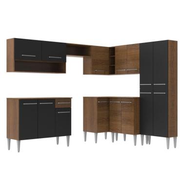 Imagem de Cozinha Canto Madesa Emilly Ice com Armário e Balcão Preto