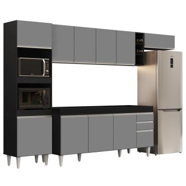 Imagem de Armário De Cozinha Modulada 5 Peças Cp16 Balcão Preto-cinza - Lumil
