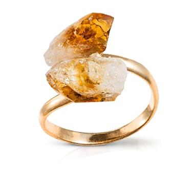 Imagem de Ayana Crystals Anel de Cristal de Cura Ajustável Ayana | Anel de Desvio Feito À Mão para Mulheres com Cobre Banhado A Ouro | Anéis de Declaração com Pedra Preciosa de Cristal de Cura Natural de Origem