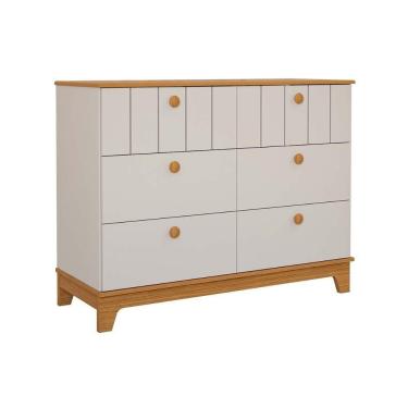 Imagem de Cômoda Infantil Biscoito C- 6 Gavetas Off White-nature - Permóbili Baby