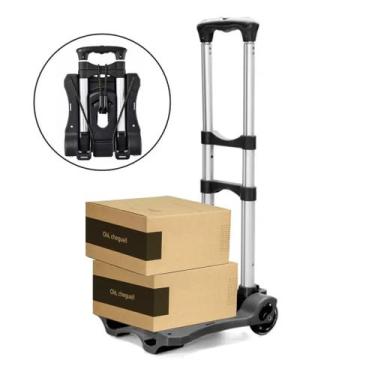 Imagem de Carrinho De Mão Dobrável Alumínio Compras Bagagens Carga Caixa Capacid
