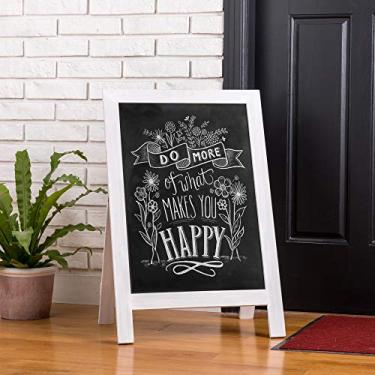 Imagem de Glitzhome Placa de quadro-negro com moldura A 76,2 cm x 50,8 cm placa de sanduíche de madeira para cavalete placa de parede para restaurantes, cafés, casamentos (branco)