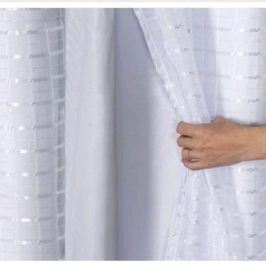 Imagem de Cortina Blackout Blecaute Pvc Com Tecido Xadrez 1,40 Lar × 1,70/2,00 X 1,40 Altura (Branco,2,00 x 1,40 = 2 partes)