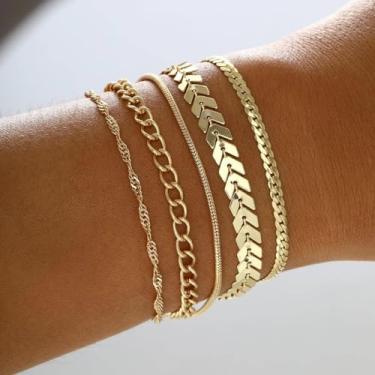 Imagem de Pulseiras de ouro para mulheres, enfeite de punho moderno, conjunto de joias para presente, concerto country, moda, joias, outono, moda, Medium, Latão, Sem Pedra Preciosa
